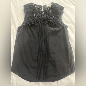 Kate Spade Lace Pleated Black Silk Shell Top XS